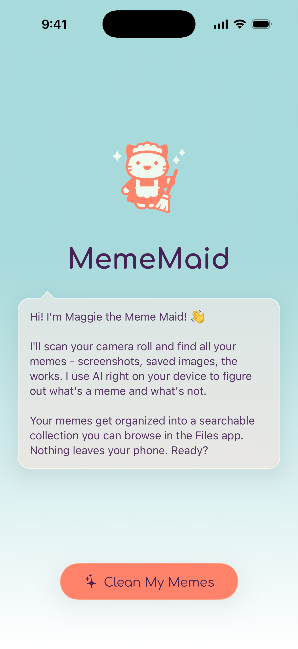 MemeMaid onboarding screen